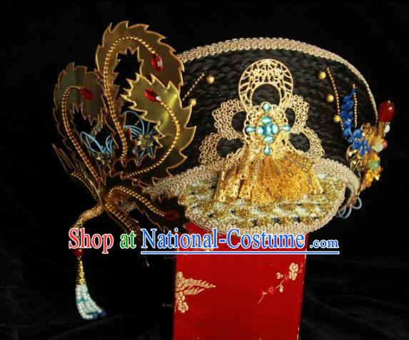 Traditional Handmade Chinese Qing Dynasty Hair Accessories Headwear, Manchu High Coiffure Imperial Concubine Headpiece for Women