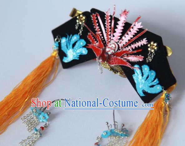 Traditional Handmade Chinese Qing Dynasty Hair Accessories Tassel Headwear, Manchu High Coiffure Imperial Concubine Headpiece