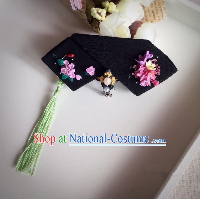 Traditional Handmade Chinese Qing Dynasty Hair Accessories Tassel Headwear, Manchu High Coiffure Imperial Concubine Headpiece