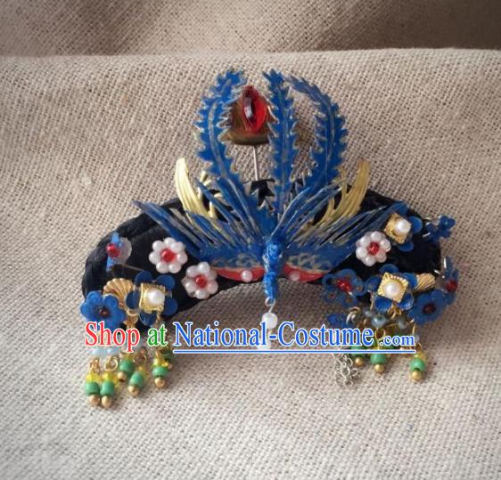 Traditional Handmade Chinese Qing Dynasty Hair Accessories Headwear, China Manchu Imperial Concubine Phoenix Hairpins Headpiece