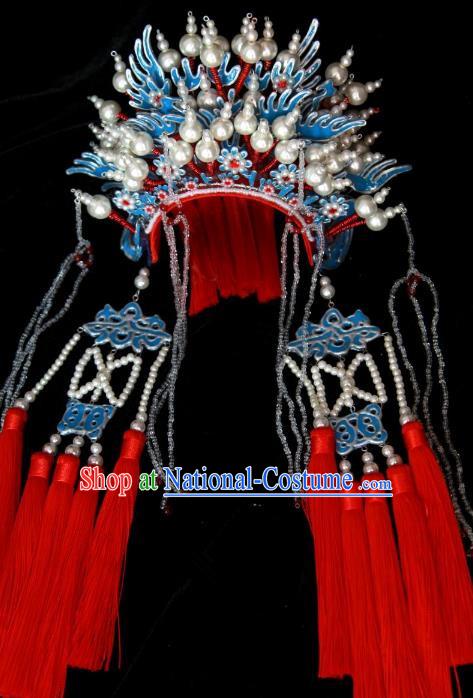 Traditional Handmade Chinese Ming Dynasty Bride Hair Accessories Tassel Phoenix Coronet, China Ancient Palace Lady Wedding Headwear