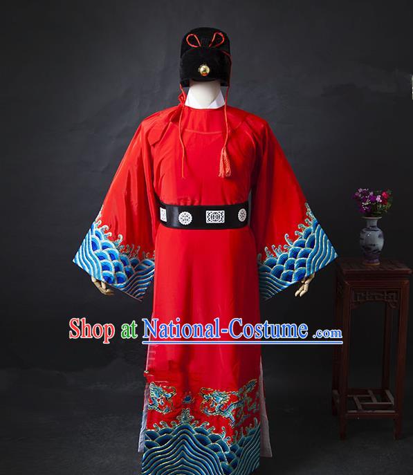 Traditional Chinese Peking Opera Bao Zheng Costume Embroidered Robe, China Ancient Beijing Opera Gwanbok for Men