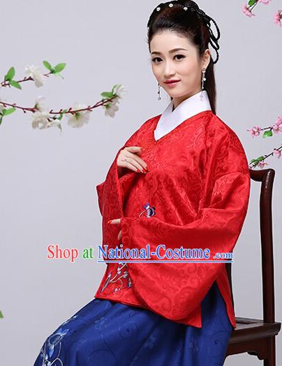 Traditional Chinese Ming Dynasty Young Lady Costume, China Ancient Princess Embroidered Blouse and Skirt Clothing for Women