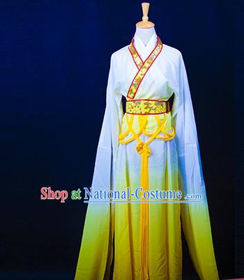 Traditional Chinese Tang Dynasty Young Lady Costume, China Ancient Princess Embroidered Fairy Yellow Dress Clothing for Women