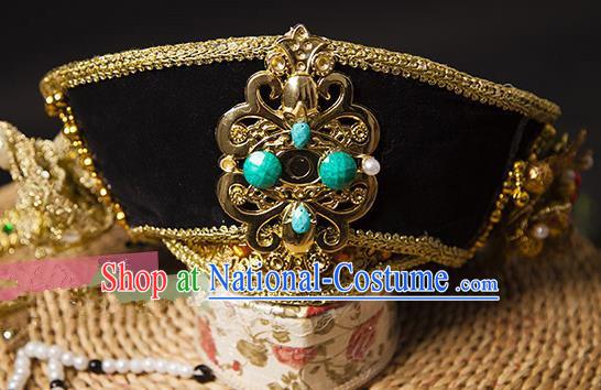 Traditional Handmade Chinese Hair Accessories Qing Dynasty Empress Hat Headwear, Manchu Imperial Concubine Hairpins for Women