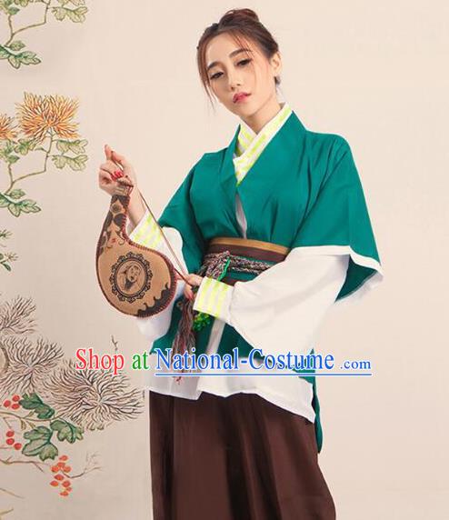 Traditional Ancient Chinese Swordswoman Costume, Asian Chinese Han Dynasty Manservant Clothing for Women