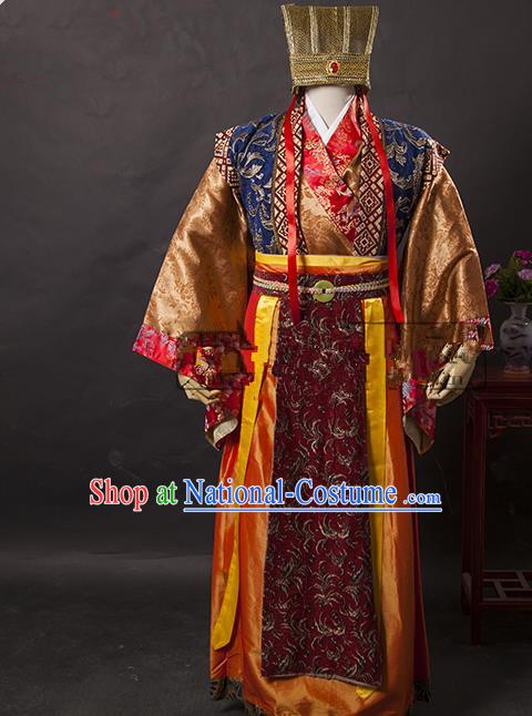 Traditional Ancient Chinese General Costume, Asian Chinese Three Kingdoms Emperor Clothing for Men