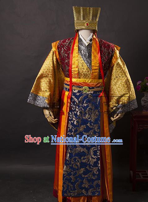 Traditional Ancient Chinese General Costume, Asian Chinese Three Kingdoms Emperor Clothing for Men