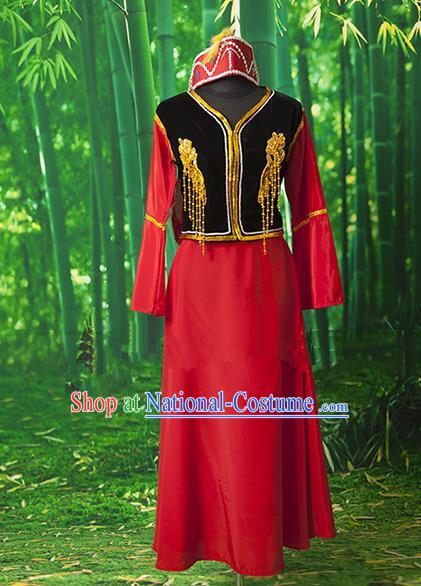 Traditional Chinese Uyghur Nationality Dancing Costume, Folk Dance Ethnic Costume, Chinese Minority Nationality Uigurian Dance Costume for Women