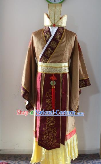 Traditional Ancient Chinese Prime Minister Costume, Asian Chinese Han Dynasty Emperor Robe Clothing for Men