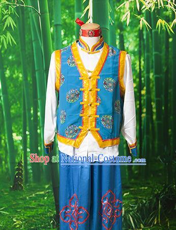 Traditional Chinese Mongol Nationality Dancing Costume, Mongols Ethnic Nationality Embroidery Clothing for Men