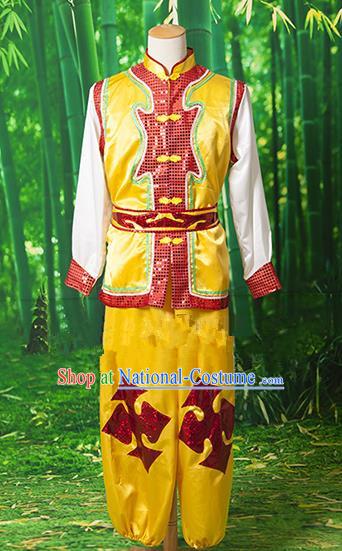 Traditional Chinese Classical Dance Yangge Fan Dance Costume, Folk Dance Drum Dance Uniform Yangko Clothing for Men