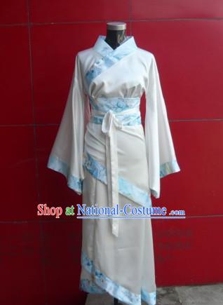 Asian China Ancient Han Dynasty Young Lady Costume, Traditional Chinese Hanfu Embroidered Dress Clothing for Women