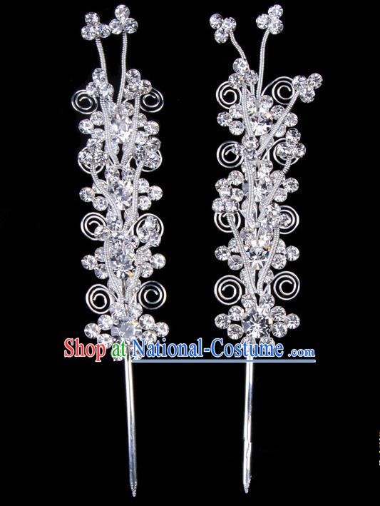 Traditional Beijing Opera Diva Hair Accessories Crystal Butterfly Head Ornaments Hairpins, Ancient Chinese Peking Opera Hua Tan Hair Stick Headwear