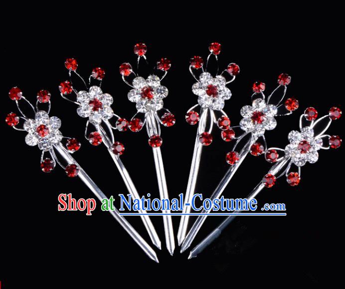 Traditional Beijing Opera Diva Hair Accessories Crystal Hairpins Complete Set, Ancient Chinese Peking Opera Hua Tan Hair Stick Headwear