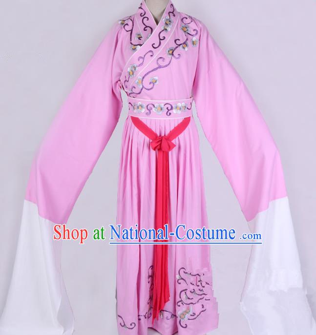 Top Grade Professional Beijing Opera Diva Costume Young Lady Pink Embroidered Dress, Traditional Ancient Chinese Peking Opera Princess Embroidery Clothing