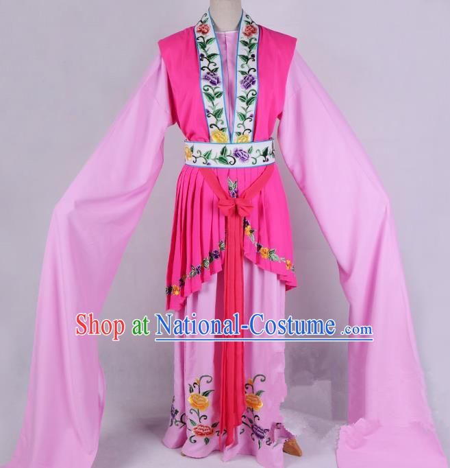 Top Grade Professional Beijing Opera Diva Costume Hua Tan Pink Embroidered Dress, Traditional Ancient Chinese Peking Opera Princess Embroidery Clothing