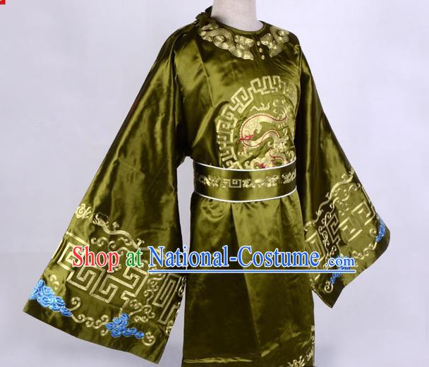 Top Grade Professional Beijing Opera Niche Costume Officer Green Embroidered Robe, Traditional Ancient Chinese Peking Opera Embroidery Gwanbok Clothing