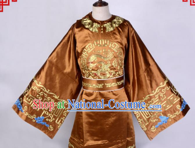 Top Grade Professional Beijing Opera Niche Costume Officer Golden Embroidered Robe, Traditional Ancient Chinese Peking Opera Embroidery Gwanbok Clothing