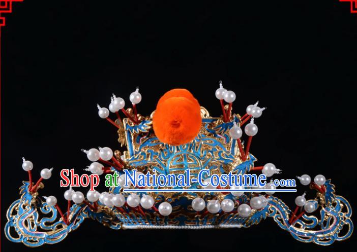 Traditional Beijing Opera Niche Hair Accessories God of Wealth Hat, Ancient Chinese Peking Opera Emperor Hat Headwear