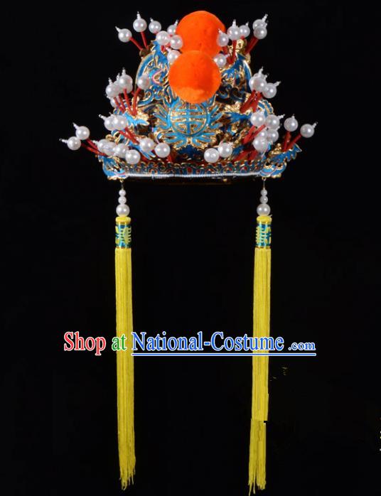 Traditional Beijing Opera Niche Hair Accessories Emperor Hat, Ancient Chinese Peking Opera Royal Highness Hat Headwear