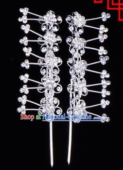 Traditional Beijing Opera Diva Hair Accessories Crystal Plum Blossom Head Ornaments Hairpins, Ancient Chinese Peking Opera Hua Tan Hair Stick Headwear