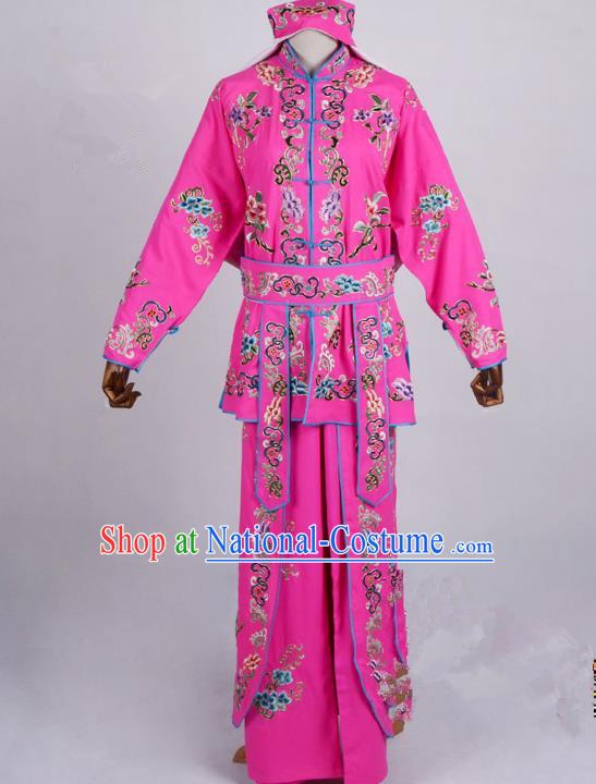 Traditional China Beijing Opera Swordplay Costume, Ancient Chinese Peking Opera Blues Warrior Embroidery Pink Clothing