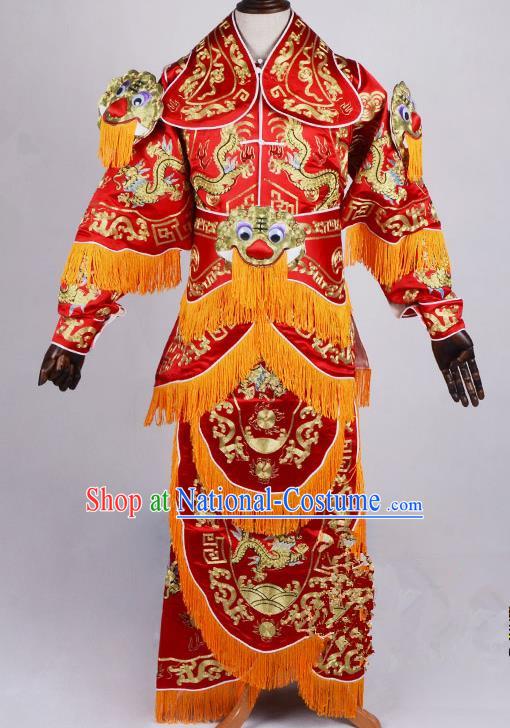 Top Grade Professional Beijing Opera General Costume Silk Embroidered Robe, Traditional Ancient Chinese Peking Opera Military Officer Embroidery Robe Clothing