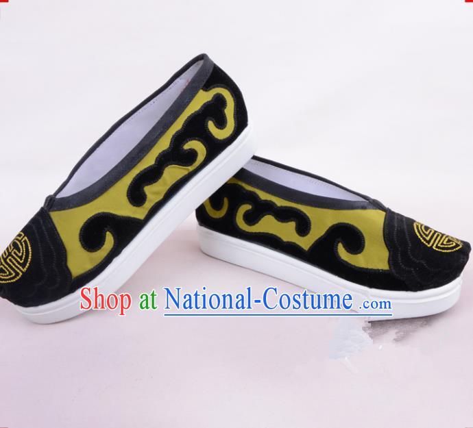 Traditional Beijing Opera Cloth Shoes Old Women Green Shoes, Ancient Chinese Peking Opera Pantaloonn Flange Shoes