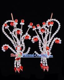 Traditional Beijing Opera Diva Hair Accessories Red Crystal Head Ornaments Phoenix Step Shake, Ancient Chinese Peking Opera Hua Tan Hairpins Headwear