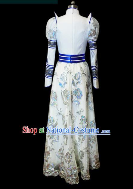 Traditional Chinese Mongol Nationality Dance Costume Mongols Folk Dance Robe Mongolian Minority  Costume and headwear