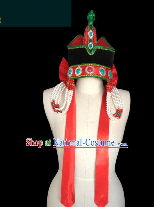 Traditional Chinese Mongol Nationality Hair Accessories Mongols Princess Consort Hat, Chinese Mongolian Minority Nationality Headwear for Women