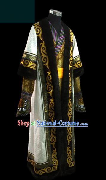 Traditional Chinese Mongol Nationality Dance Costume Mongols Folk Dance Robe Mongolian Minority  Costume and headwear