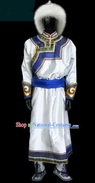 Traditional Chinese Mongol Nationality Dance Costume Mongols Folk Dance Robe Mongolian Minority  Costume and headwear