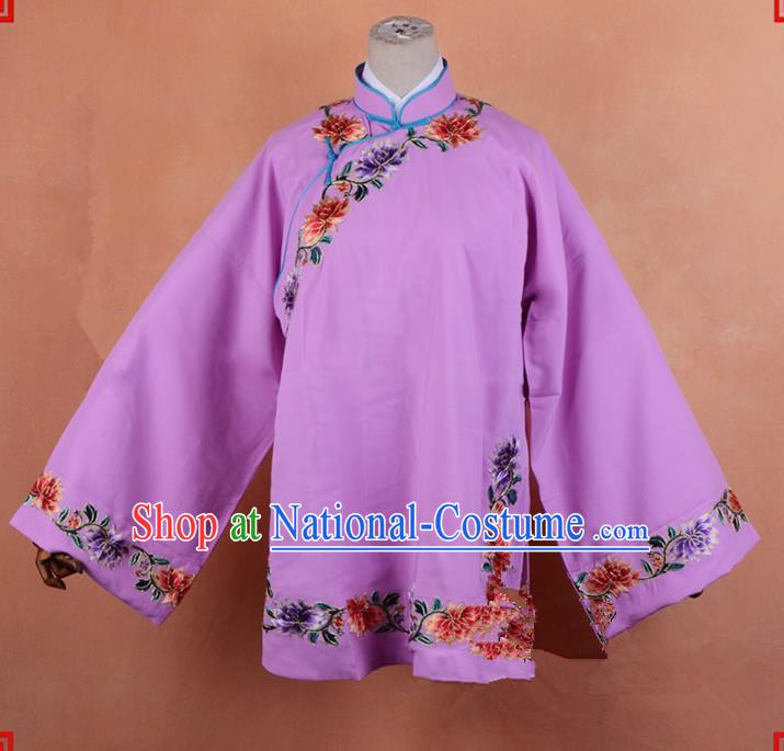 Top Grade Professional Beijing Old Women Costume Pantaloon Embroidered Pink Blouse, Traditional Ancient Chinese Peking Opera Matchmakers Embroidery Clothing