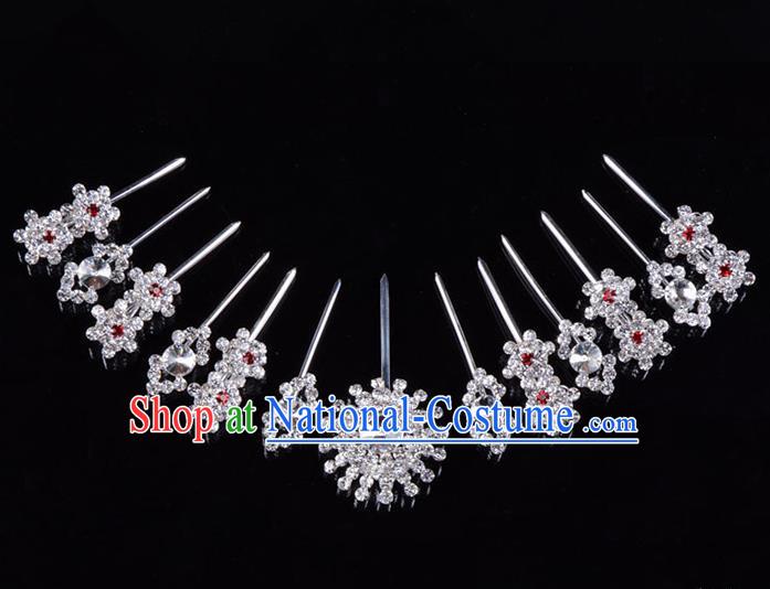 Traditional Beijing Opera Diva Hair Accessories Crystal Hairpins Head Ornaments Complete Set, Ancient Chinese Peking Opera Hua Tan Hair Stick Headwear