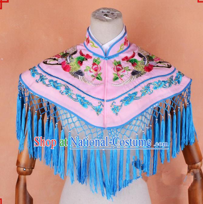 Top Grade Professional Beijing Opera Palace Lady Costume Hua Tan Pink Embroidered Cloud Shoulder, Traditional Ancient Chinese Peking Opera Diva Embroidery Clothing