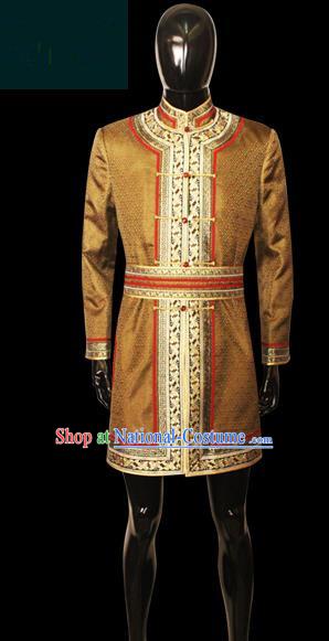 Traditional Chinese Mongol Nationality Dance Costume Mongolian Robe, Chinese Mongolian Minority Nationality Royal Highness Embroidery Costume for Men