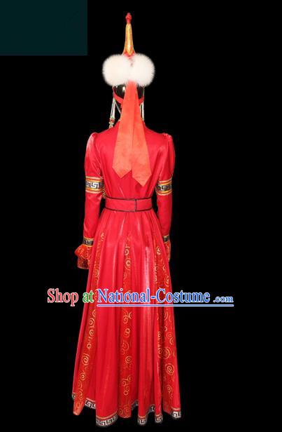 Traditional Chinese Mongol Nationality Dance Costume Mongols Folk Dance Robe Mongolian Minority  Costume and headwear