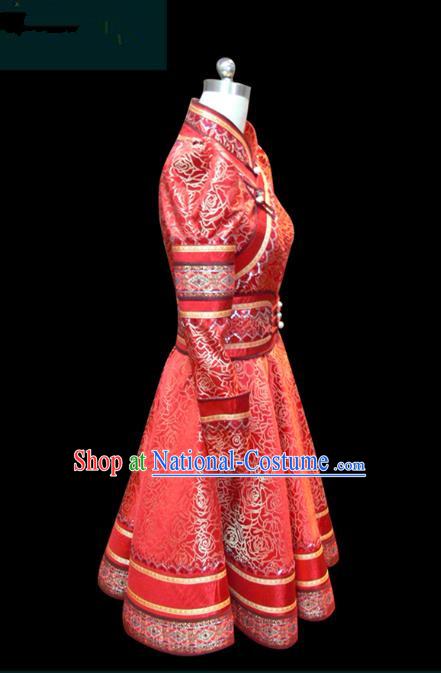 Traditional Chinese Mongol Nationality Dance Costume Mongols Folk Dance Robe Mongolian Minority  Costume and headwear