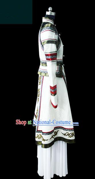 Traditional Chinese Mongol Nationality Dance Costume Mongols Folk Dance Robe Mongolian Minority  Costume and headwear