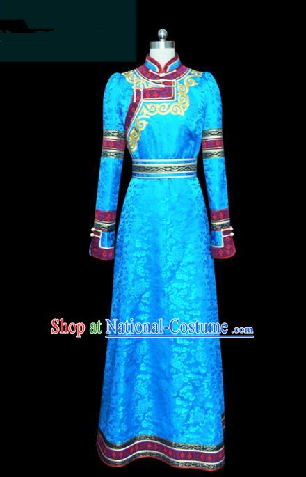 Traditional Chinese Mongol Nationality Dance Costume Mongols Folk Dance Robe Mongolian Minority  Costume and headwear