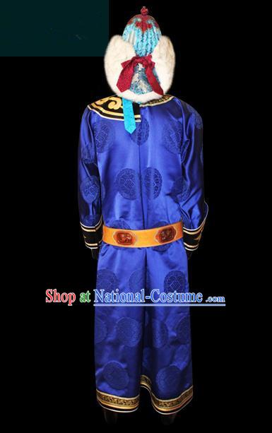 Traditional Chinese Mongol Nationality Dance Costume Mongols Folk Dance Robe Mongolian Minority  Costume and headwear