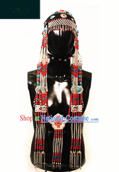 Traditional Chinese Mongol Nationality Princess Hair Accessories, Chinese Mongolian Minority Nationality Headwear for Women