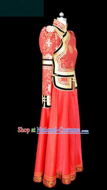 Traditional Chinese Mongol Nationality Dance Costume Mongols Folk Dance Robe Mongolian Minority  Costume and headwear