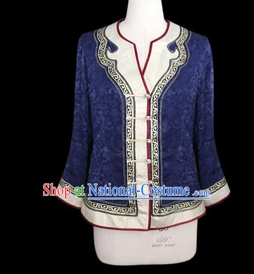 Traditional Chinese Mongol Nationality Dance Costume Mongolian Clothing, Chinese Mongolian Minority Nationality Young Lady Embroidery Blouse for Women