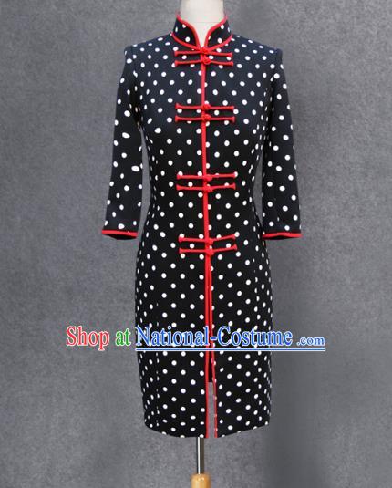 Traditional Ancient Chinese National Costume, Elegant Hanfu Black Coat, China Tang Suit Plated Buttons Upper Outer Garment Dust Coat Clothing for Women