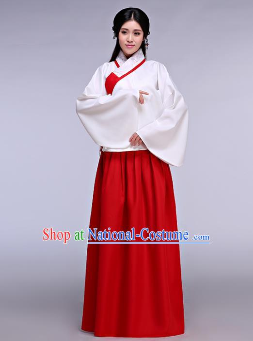 Traditional Ancient Chinese Young Lady Embroidered Costume Blouse and Skirt, Elegant Hanfu Chinese Ming Dynasty Imperial Princess Clothing for Women