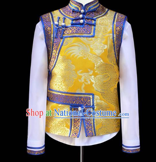 Traditional Chinese Mongol Nationality Costume Children Mongolian Vest, Chinese Mongolian Minority Nationality Dance Waistcoat for Kids