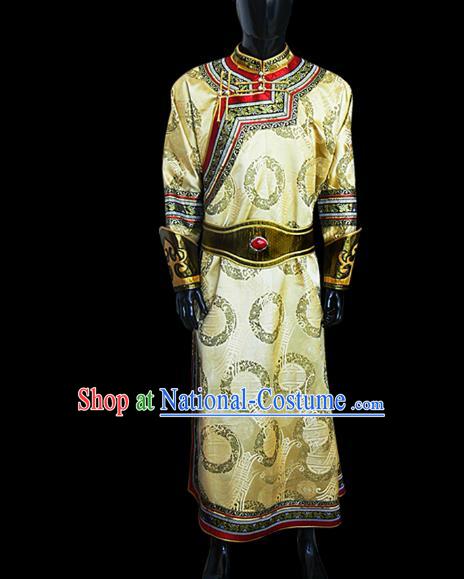 Traditional Chinese Mongol Nationality Dance Costume Wedding Clothing, Chinese Mongolian Minority Nationality Bridegroom Mongolian Robe for Men